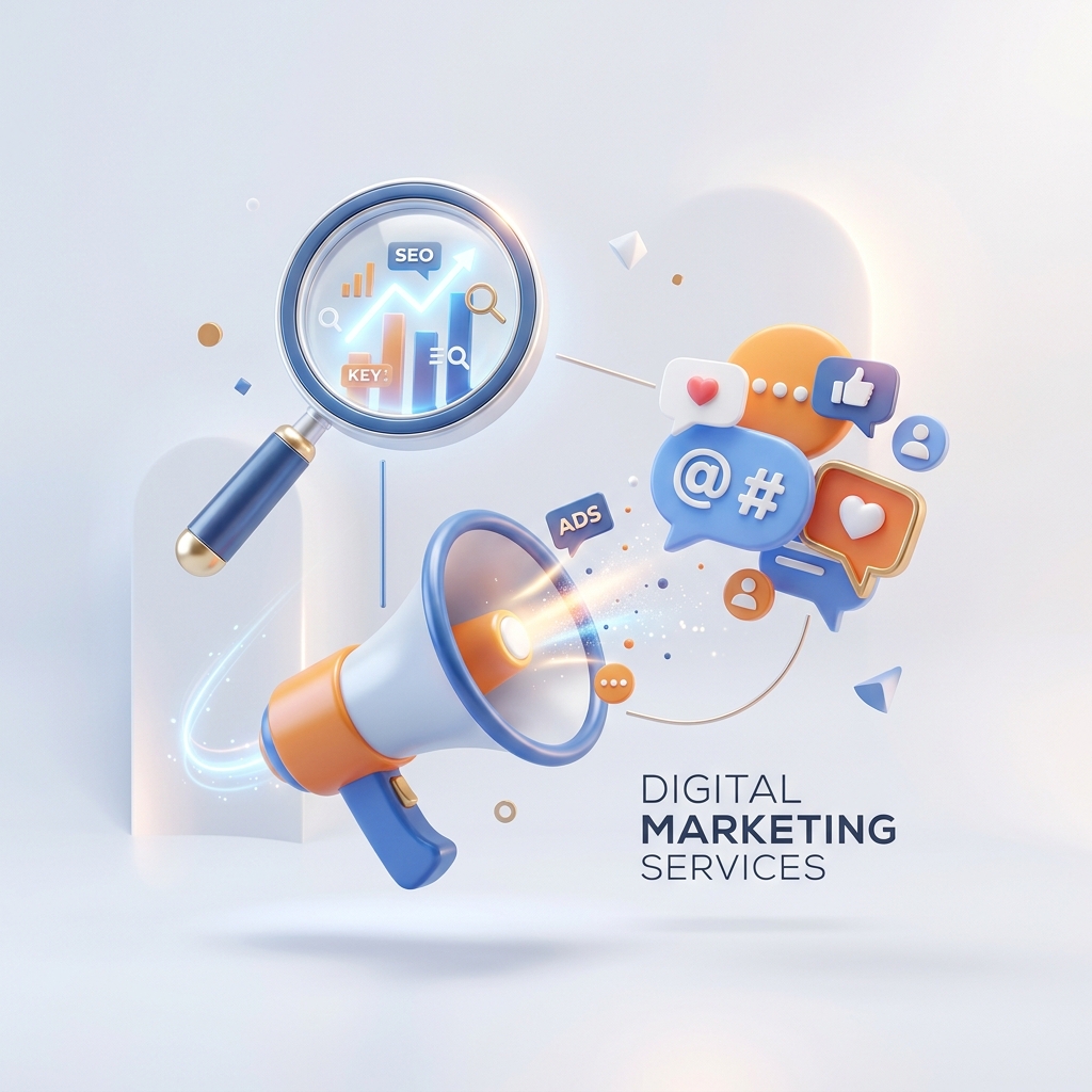 Digital Marketing Channels 3D Isometric View